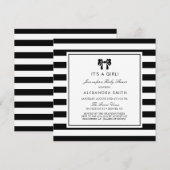 Zwart-witte strepen met buig Baby shower Kaart (Voorkant / Achterkant)