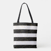 Zwart-witte strepen met Gold Confetti Tote Bag (Achterkant)