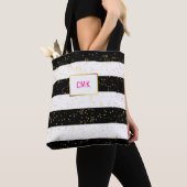 Zwart-witte strepen met Gold Confetti Tote Bag (Dichtbij)