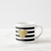 Zwart-witte strepen met Gold Foil hart Espresso Kop (Rechts)