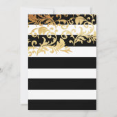 Zwart-witte strepen met Gold Foil Vrijgezellenfees Kaart (Achterkant)