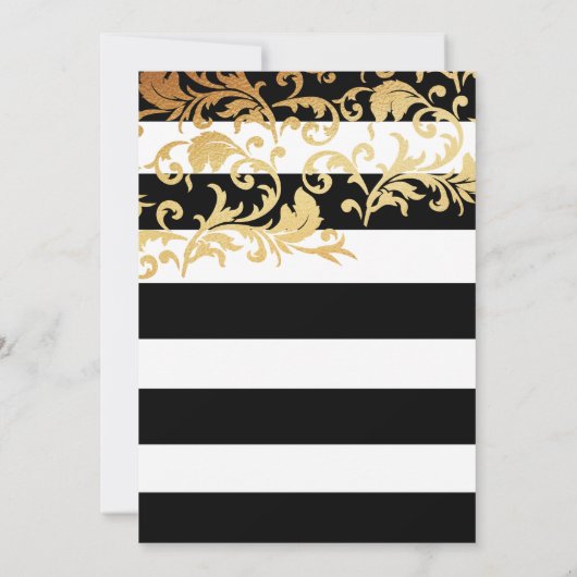 Zwart-witte strepen met Gold Foil Vrijgezellenfees Kaart (Achterkant)