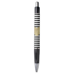 Zwart-witte strepen met Gold Heart Pen