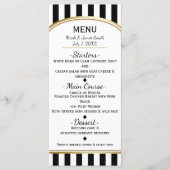 Zwart-witte strepen met goud Elegant Menu (Voorkant)