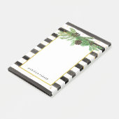 Zwart-witte strepen met gouden en pijnappels post-it® notes (Schuin)