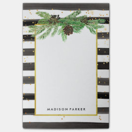 Zwart-witte strepen met gouden en pijnappels post-it® notes