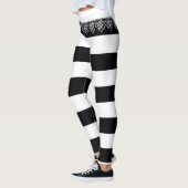 Zwart-witte strepen met kant leggings (Links)