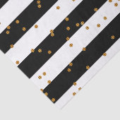 Zwart-witte strepen met metalen gouden Confetti Tissuepapier (Detail)