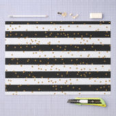 Zwart-witte strepen met metalen gouden Confetti Tissuepapier (Craft)