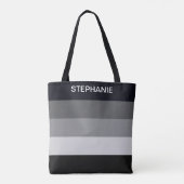 Zwart-witte strepen met monogrammen tote bag (Achterkant)
