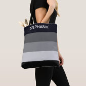 Zwart-witte strepen met monogrammen tote bag (Dichtbij)