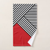 Zwart-witte strepen met rode driehoek bad handdoek (Handdoek)