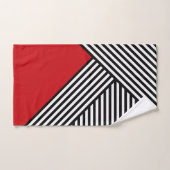 Zwart-witte strepen met rode driehoek bad handdoek (Handdoek)