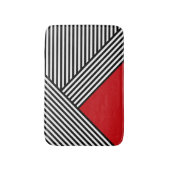 Zwart-witte strepen met rode driehoek badmat (Voorkant Verticaal)