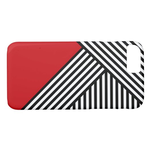 Zwart-witte strepen met rode driehoek Case-Mate iPhone case (Achterkant (Horizontaal))