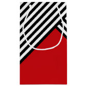 Zwart-witte strepen met rode driehoek klein cadeauzakje (Achterkant)