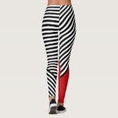 Zwart-witte strepen met rode driehoek leggings (Achterkant)