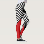 Zwart-witte strepen met rode driehoek leggings (Rechts)