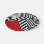 Zwart-witte strepen met rode driehoek papieren bordje (Gekanteld)