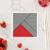 Zwart-witte strepen met rode driehoek servet (Insitu)