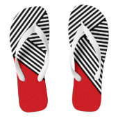 Zwart-witte strepen met rode driehoek teenslippers (Voetbed)