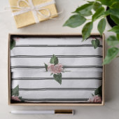 Zwart-witte strepen met roze rozen ontkoppeling tissuepapier (Geschenk)