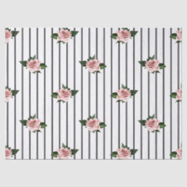 Zwart-witte strepen met roze rozen ontkoppeling tissuepapier