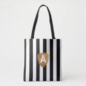 Zwart-witte strepen met uw Monogram Tote Bag (Voorkant)