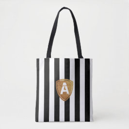 Zwart-witte strepen met uw Monogram Tote Bag