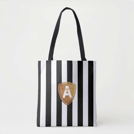 Zwart-witte strepen met uw Monogram Tote Bag (Voorkant)