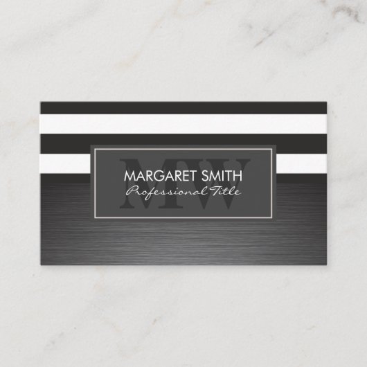 Zwart Witte Strepen | Metallic Geborsteld Afsprakenkaartje (Voorkant)