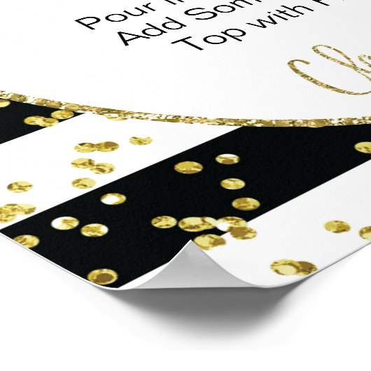 Zwart-witte strepen Mimosa-balken Poster (Hoek)