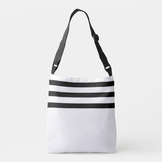Zwart-witte strepen minimalistisch crossbody tas (Achterkant)