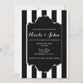 Zwart Witte Strepen Modern Chic Elegant Huwelijk Kaart (Voorkant)