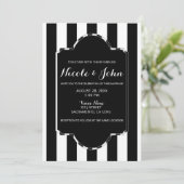 Zwart Witte Strepen Modern Chic Elegant Huwelijk Kaart (Staand voorkant)