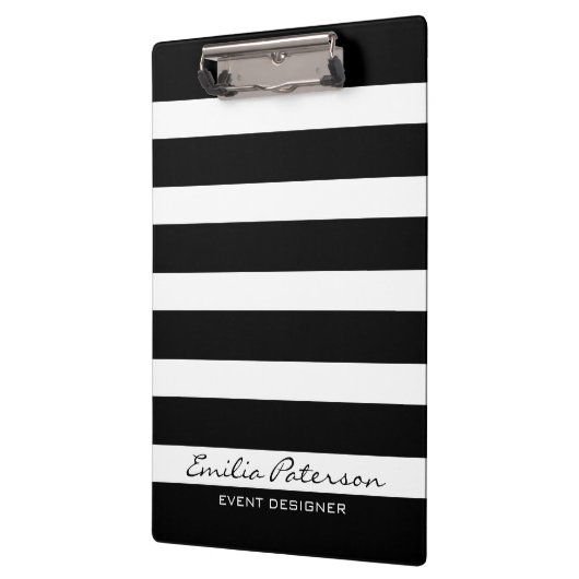 Zwart-witte strepen Modern geometrisch patroon Klembord (Links)