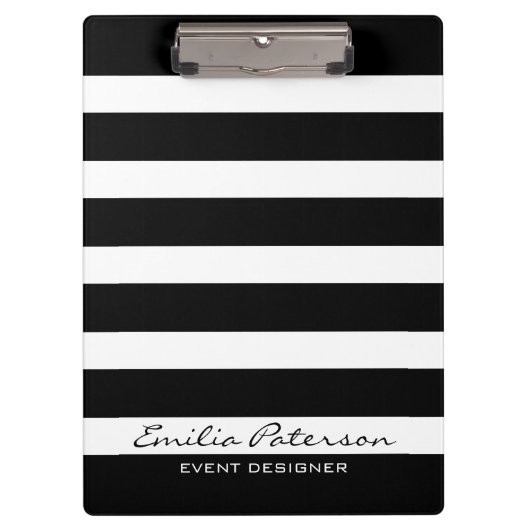 Zwart-witte strepen Modern geometrisch patroon Klembord (Voorkant)