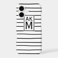 Zwart-witte strepen Monogram iPhone 7 Plus Hoesje