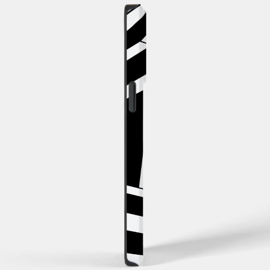 Zwart-witte strepen Monogram Naam Case-Mate iPhone Case (Achterkant / Rechts)