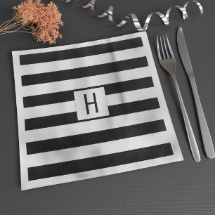 Zwart-witte strepen Monogram papieren servetten