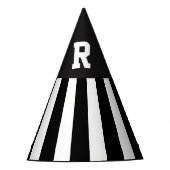 Zwart-witte strepen Monogram Referee Party Pet Feesthoedjes (Voorkant)