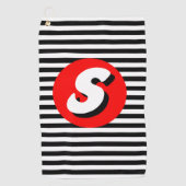 Zwart-witte strepen Monogram S Golfhanddoek (Voorkant)