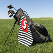 Zwart-witte strepen Monogram S Golfhanddoek (Groen)