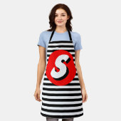 Zwart-witte strepen Monogram S Schort (Gedragen)