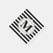 Zwart-witte strepen Monogram servetten (Hoek)