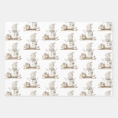 Zwart Witte Strepen Ornament Bow Christmas Inpakpapier Vel (Voorkant 3)