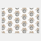 Zwart Witte Strepen Ornament Bow Christmas Inpakpapier Vel (Voorkant)