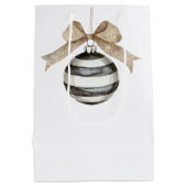 Zwart Witte Strepen Ornament Bow Christmas Medium Cadeauzakje (Achterkant)