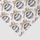Zwart Witte Strepen Ornament Bow Christmas Tissuepapier (Detail)