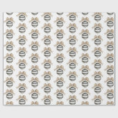Zwart Witte Strepen Ornament Kerstmis Cadeaupapier (Vlak)